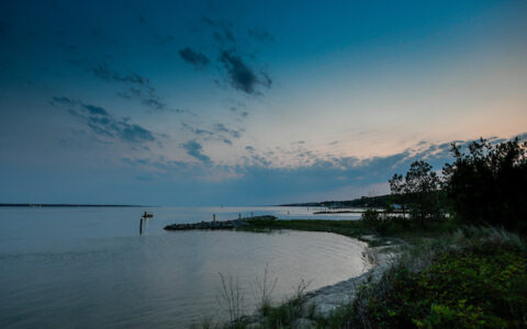 A view of sunset on the sound from the CMAST building. Photo by Marc Hall